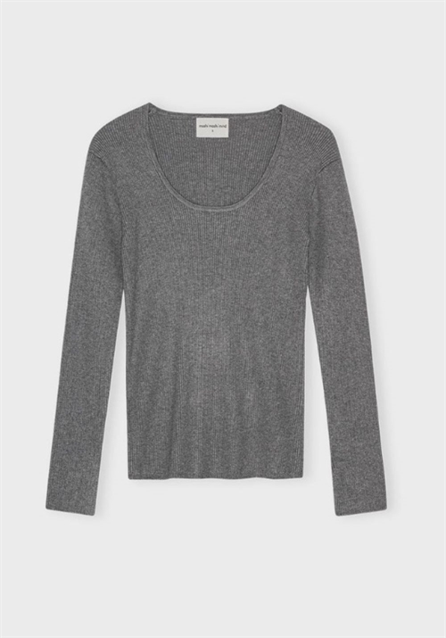 MOSHI MOSHI MIND SOUL RIB TOP GREY MELANGE